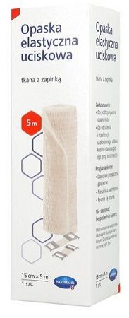 Opaska elastyczna tkana z zapinką, Hartmann, 15cm x 5m, 1 sztuka