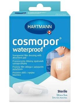 Opatrunek samoprzylepny, Cosmopor waterproof, jałowy, wodoodporny, 7,2cmx5cm, 5 sztuk