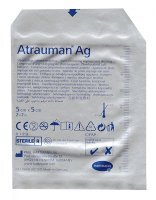 Opatrunek z maścią zawierającą srebro, Atrauman Ag, jałowy, 5cmx5cm, 1 sztuka