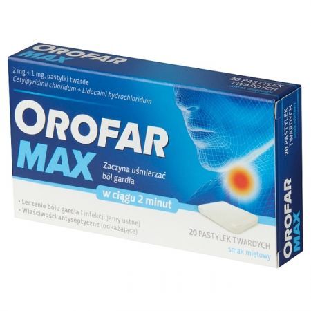 Orofar Max (2mg+1mg), 20 pastylek do ssania