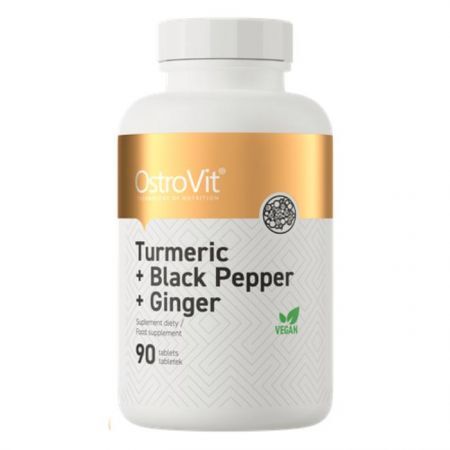 OstroVit, Kurkumina + czarny pieprz + imbir, 90 tabletek