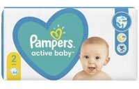 Pampers Active Baby, pieluszki jednorazowe, rozmiar 2, waga 4-8kg, 43 sztuki