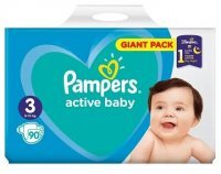 Pampers Active Baby, pieluszki jednorazowe, rozmiar 3, waga 6-10kg, 90 sztuk