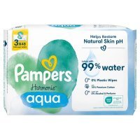 Pampers Harmonie Aqua, chusteczki nawilżane dla niemowląt, 3 opakowania po 48 sztuk