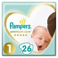 Pampers Premium Care, pieluszki jednorazowe, rozmiar 1, waga 2-5kg, 26 sztuk