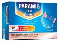 Paramig Fast Junior 250mg, granulat, po 4 roku życia, 12 saszetek