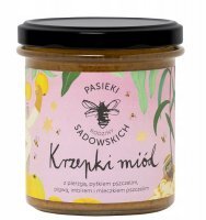 Pasieki Rodziny Sadowskich, Krzepki Miód, z pierzgą, pyłkiem pszczelim, pigwą, imbirem i mleczkiem pszczelim, 410g