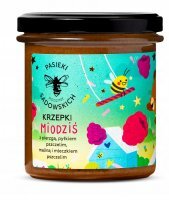 Pasieki Rodziny Sadowskich, Krzepki Miodziś, z pierzgą, pyłkiem pszczelim, maliną i mleczkiem pszczelim, po 3 roku życia, 410g