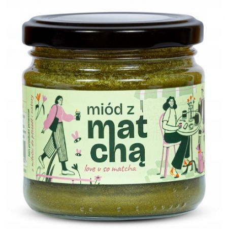 Pasieki Rodziny Sadowskich, miód nektarowy-wielokwiatowy z matchą, 240g