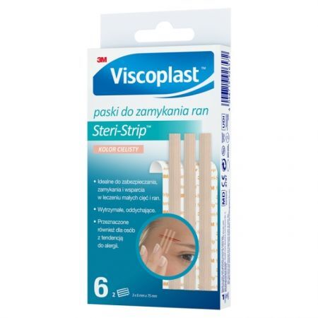 Paski do zamykania ran, Steri-Strip, cieliste, Viscoplast, 6 sztuk