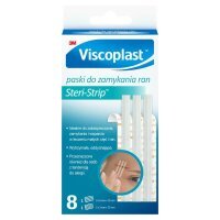 Paski do zamykania ran, Steri-Strip, Viscoplast, białe, 2 rozmiary, 8 sztuk
