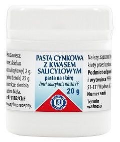 Pasta cynkowa z kwasem salicylowym (2g+25g/100g), Pasta Lassari, 20g
