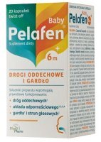 Pelafen Baby, Drogi oddechowe i gardło, po 6 miesiącu, smak owocowy, 20 kapsułek twist-off