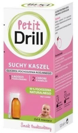 Petit Drill, suchy kaszel, syrop, po 6 miesiącu życia, smak truskawkowy, 125ml