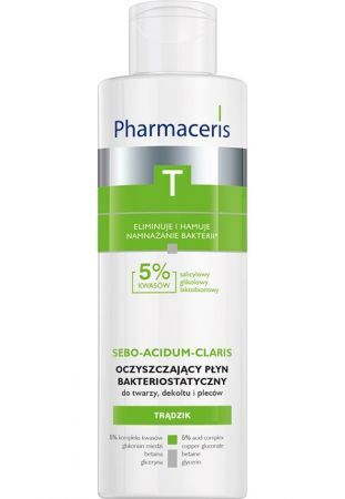 Pharmaceris T, Sebo-Acidum-Claris, oczyszczający płyn bakteriostatyczny do twarzy, dekoltu i pleców, 190ml