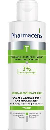 Pharmaceris T, Sebo-Almond-Claris, oczyszczający płyn bakteriostatyczny do twarzy, dekoltu i pleców, 190ml