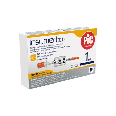 Pic Solution, Insumed, strzykawki do insuliny 1ml, 30G, 0,3x8mm, 30 sztuk