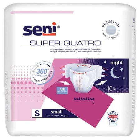 Pieluchomajtki Seni Super Quatro, rozmiar S, chłonność 9, 10 sztuk