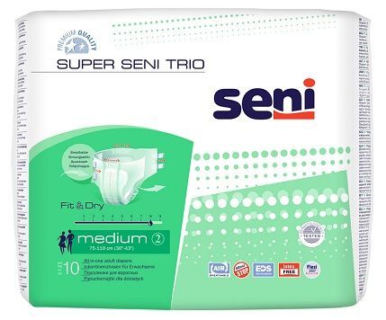 Pieluchomajtki Seni Super Trio, rozmiar M, chłonność 8, 10 sztuk