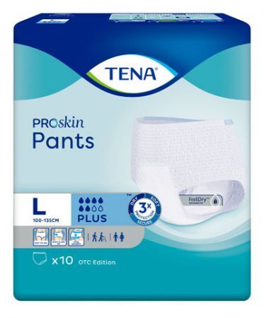 Pieluchomajtki Tena Pants ProSkin Plus, rozmiar L, chłonność 6/8, 10 sztuk
