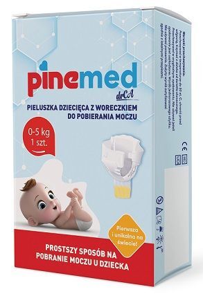 Pinemed, pieluszka dziecięca z woreczkiem do pobierania moczu, waga 0-5kg, 1 sztuka