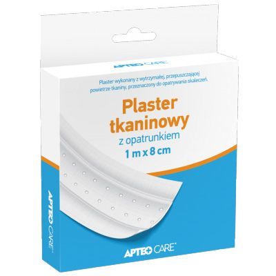 Plaster tkaninowy z opatrunkiem, Apteo Care, do cięcia, biały, 1m x 8cm, 1 sztuka