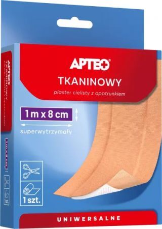 Plaster tkaninowy z opatrunkiem, Apteo Care, do cięcia, cielisty, 1m x 8cm, 1 sztuka