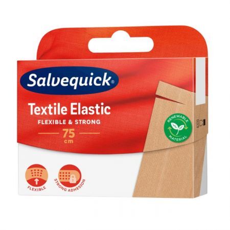 Plastry Salvequick Textile Elastic, plastry do cięcia, kolor cielisty, 75cm, 1 sztuka