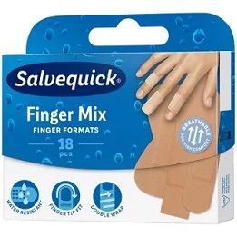 Plastry wodoodporne, Salvequick Finger Mix, 3 rozmiary, 18 sztuk