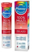 Plusssz 100% Multiwitamina + Żelazo, smak wiśniowo-pomarańczowy, 20 tabletek musujących
