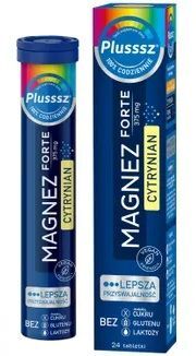Plusssz Magnez Forte Cytrynian, smak pomarańcza-marakuja, 24 tabletki musujące