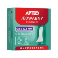 Przylepiec Apteo, jedwabny, biały, 5m x 12,5mm, 1 sztuka