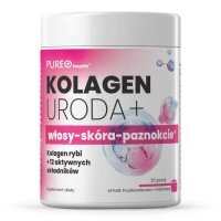Pureo Health, Kolagen Uroda+ włosy, skóra, paznokcie, proszek, smak truskawkowo-malinowy, 129g (30 porcji)