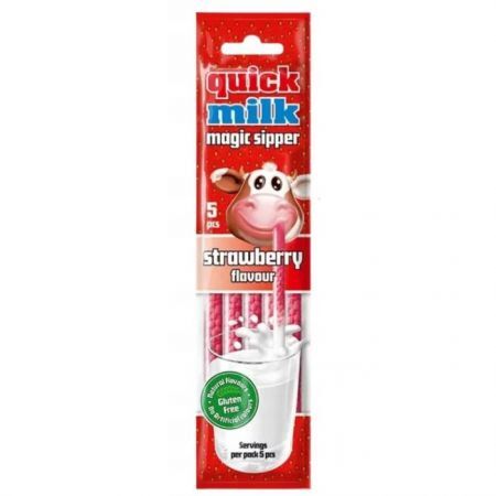 Quick Milk, słomki do picia mleka, smak truskawkowy, 30g