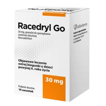 Racedryl Go 30mg, granulat do sporządzenia zawiesiny doustnej, po 6 roku życia, 10 saszetek