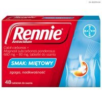 Rennie Antacidum (680mg+80mg), smak miętowy, 48 tabletek do ssania