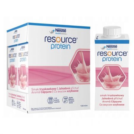 Resource Protein, produkt odżywczy wysokobiałkowy, smak truskawkowy, płyn, 4x200ml