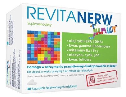 Revitanerw Junior, dla dzieci w wieku powyżej 3 lat, 30 kapsułek