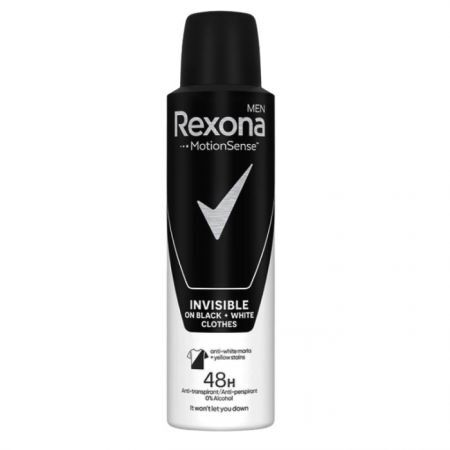 Rexona Men, antyperspirant dla mężczyzn, 48h, Invisible Black + White, 150ml