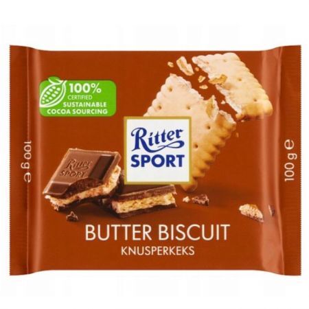 Ritter Sport, Butter Biscuit, czekolada mleczna z herbatnikami maślanymi, 100g