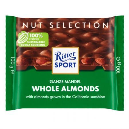 Ritter Sport, Whole Almonds, czekolada mleczna z całymi migdałami, 100g