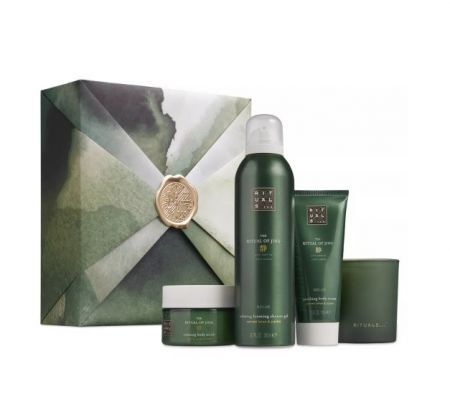 Rituals, The Ritual of Jing, średni zestaw dla kobiet, pianka pod prysznic, 200ml + krem do ciała, 100ml + peeling do ciała, 125g + świeca, 140g
