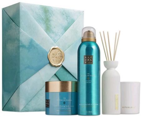 Rituals, The Ritual of Karma, duży zestaw dla kobiet, pianka pod prysznic, 200ml + krem do ciała, 200ml + świeca, 140g + patyczki zapachowe, 70ml