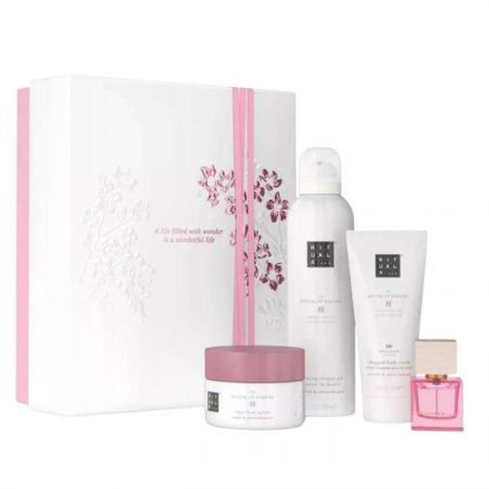Rituals, The Ritual of Sakura, pianka pod prysznic w żelu, 200ml + cukrowy peeling do ciała, 125g +  krem do ciała, 100ml + woda perfumowana, 15ml