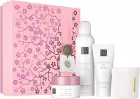 Rituals, The Ritual of Sakura, średni zestaw dla kobiet, pianka pod prysznic, 200ml + krem do ciała, 100ml + peeling do ciała, 125g + świeca, 140g
