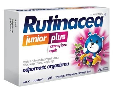 Rutinacea Junior Plus, smak owocowy, po 3 roku życia, 20 tabletek do ssania