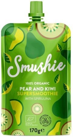 Salvest Smushie Bio Fresh Boost, puree owocowe gruszka, kiwi, spirulina, 170g