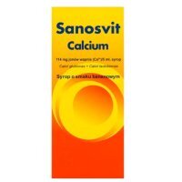 Sanosvit Calcium 114mg Ca2+/5ml, syrop o smaku bananowym, 150ml