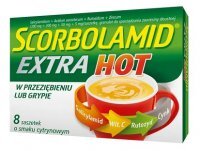 Scorbolamid Extra Hot (300mg+300mg+50mg+5mg), granulat do sporządzania zawiesiny, smak cytrynowy, 8 saszetek