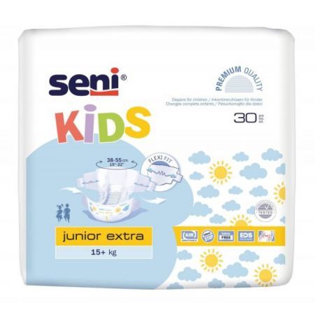 Seni Kids, pieluchomajtki jednorazowe, Junior Extra, waga 15+ kg, 30 sztuk